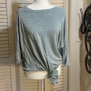 MONO B super unique tie waist top in soft blue side M/L